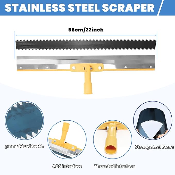 Self-Levelling Cement Tool Kit, Epoxy Floor Kit, Spike Roller for Self Leveling, Floor Leveling Tools with Epoxy Roller, Epoxy Shoes Spikes, Self-Leveling Rake, Stainless Steel Scraper, Extension Rods