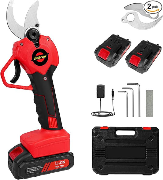 21V 2Ah Electric Pruning Shears, High Power Pruners for Gardening with 2 Pack Rechargeable Battery and Replacement Blade, 30mm(1.2“) Cordless Electric Scissors for Tree Trimming