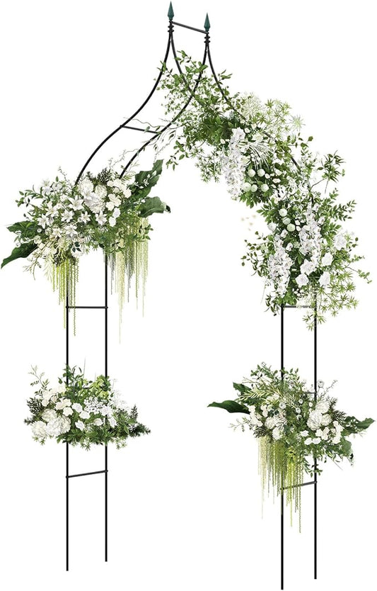 Giantex Metal Garden Arch Trellis - 9.5 FT Wedding Arbor for Ceremony, Garden Arbor for Climbing Plants Rose, Gothic Style Outdoor Archway for Lawn Backdrop Backyard Party Decoration