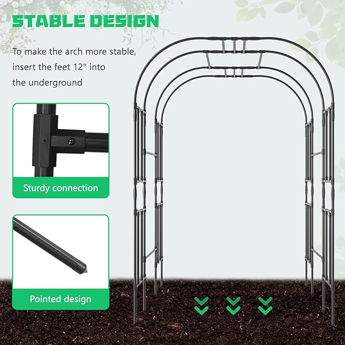 Garden Arch Trellis for Climbing Plants, 87'' H Large Garden Trellises Outdoor Metal Plant Support Trellis Archway Arbor Tunnel for Vegetables Plant Cucumber Trellis Decoration, Black