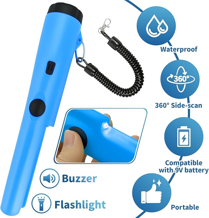 Long Handle Sand Scoop,with Metal Detector Pinpointer,Stainless Steel Beach Metal Detecting Shovel for Adults, Ideal for Underwater Treasure Hunting,Beach Sifting,Excavation Tools