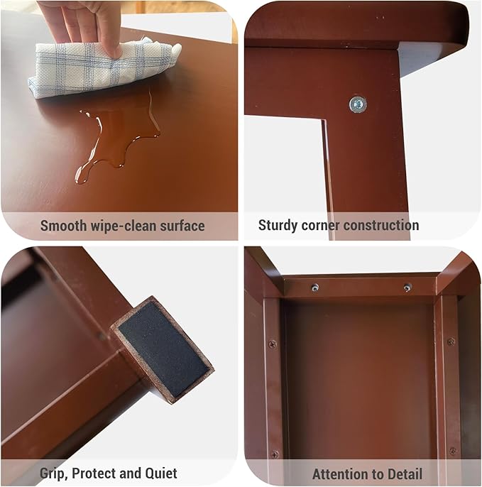 Wood End Table Side Table Tall Seat Stool Dining Stool Wooden Plant Stand Indoor Bedside Table Nightstand Plant Table Bathroom Flower Pot Stand for Living Room Bedroom Kitchen (Chocolate)