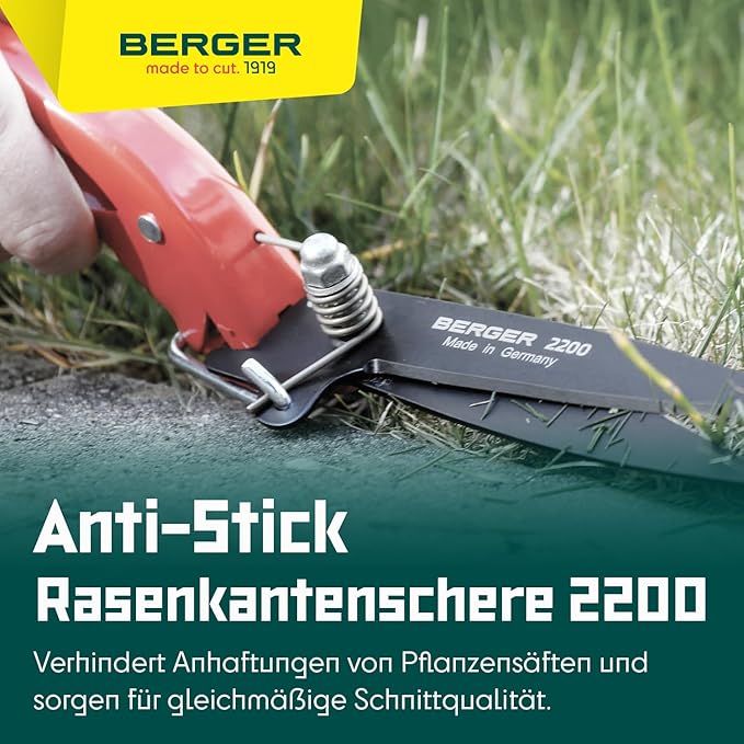 BERGER Grass Shear 2200 with self-Sharpening Blades Hand Grass Shear Made of Chrome-Plated Metal