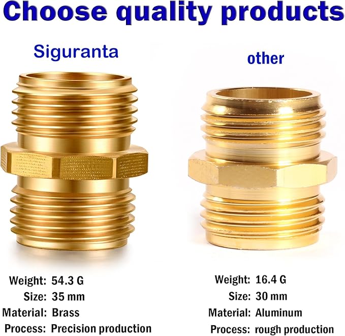 Garden Hose Connector Adapter,3/4" GHT Double male Connectors, Brass Repair Fittings with Dual for Male to Male Adapter (10 Pack)