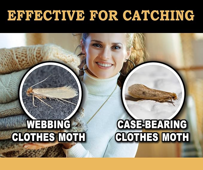 MaxGuard Clothes Moth Traps (12+2 Free Traps) Extra Strength Pheromones | Non-Toxic Sticky Glue Trap for Closets and Carpet Moths | No Mothballs | Lure, Trap and Kill Case-Bearing Webbing Moths |