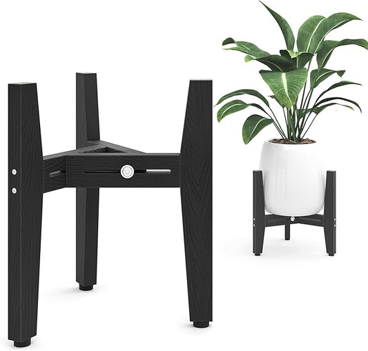 LUE BONA 2 Pack HDPS Plant Stand, Adjustable Plant Stand Indoor for 8-12 Inches Pots, Mid Century Modern Plant Holder for Indoor, Outdoor, Black
