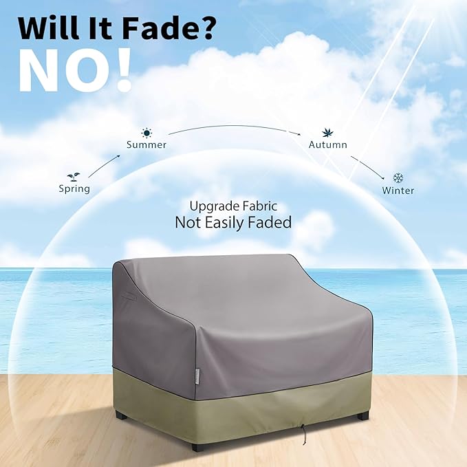 KylinLucky Patio Furniture Loveseat Covers 48W x 26D x 33H inches,2-Seater Outdoor Sofa Covers Waterproof Grey