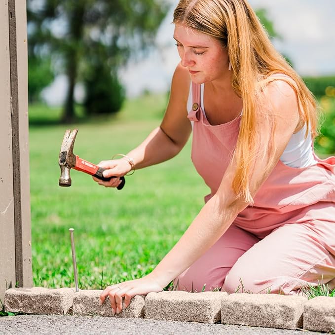 Beuta Landscape Edging | Garden Edging Border | Faux Stone Bricks for Lawn edging, Flower beds, Pathways & Yard Edging– 4 Packs | Each Section Has 6 Bricks 48"L x 4"W x 2.25"H | 12 Spikes |Cobblestone