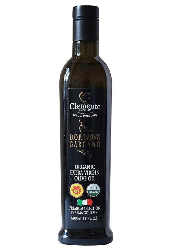 Clemente Organic Dauno Gargano Extra Virgin Olive Oil D.O.P. | 17 Fluid Ounce | Pack of 2