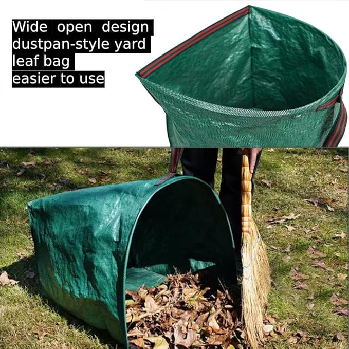 72 Gallon Garden Bag for Debris, 2-Pack Yard Waste Bag with Large Dustpan-Style Opening, Includes Gardening Gloves | Collapsible Container for Leaves, Grass Clippings, Parties, Laundry & Camping