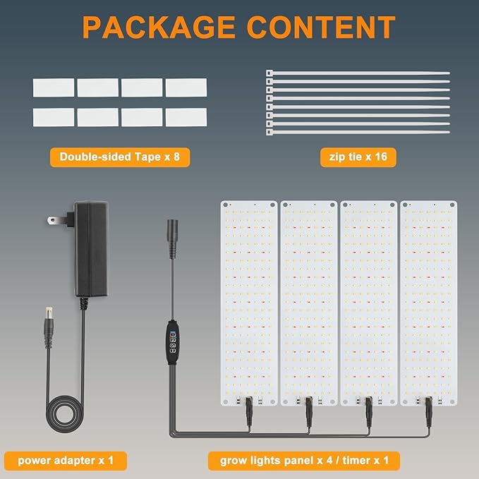 Led Grow Light,Ultra-Thin Panel Grow Lights for Indoor Plants,644LEDs Full Spectrum Grow Lights for Under Cabinet Plant, Grow Lamp with 3/9/12H Timer,10 Dimmable Levels for Plants Growing (4pcs Pro)