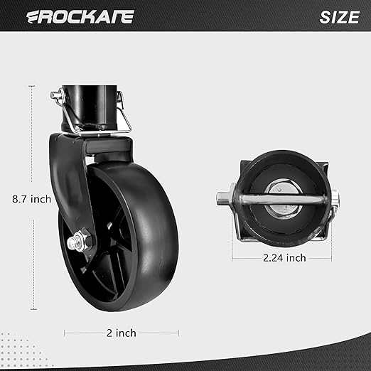 Rockane Black 6'' Black Trailer Jack Swivel Caster Wheel Replacement, Heavy Duty 1200lbs Capacity with Pin for Soft Ground Roll, Fits Any Boat Hitch Camper RV- Black