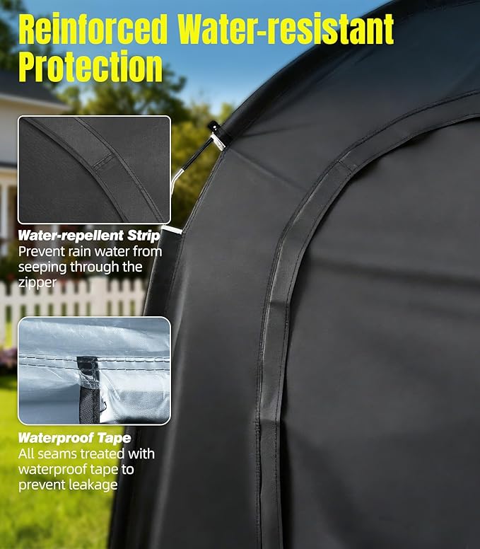 Housolution Bike Storage Tent Shed for 5 Bikes, Outdoor Portable 210D Oxford Thick PU4000 Waterproof Bike Cover with Ventilated Window, Bike Tent Fit for Bicycle, Lawn Mower, Garden Tools