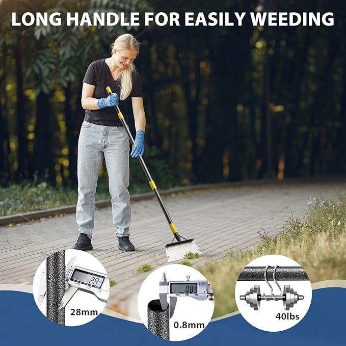 74" Garden Flat Scraper, Multifunctional Cleaning Shovel, Heavy Duty Manual Weeder Metal Floor Scraper Garden Tool for Lawn Digging, Weeding, Scraping, Ice Remove, Edging