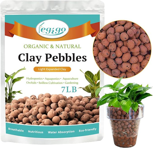 Legigo 7 LB Organic Leca Clay Pebbles for Plants, 4mm-16mm 100% Natural Leca Balls for Indoor Plants, Hydroton Clay Pebbles for Plants Hydroponic Aquaponics Growing Orchid Drainage Terrarium