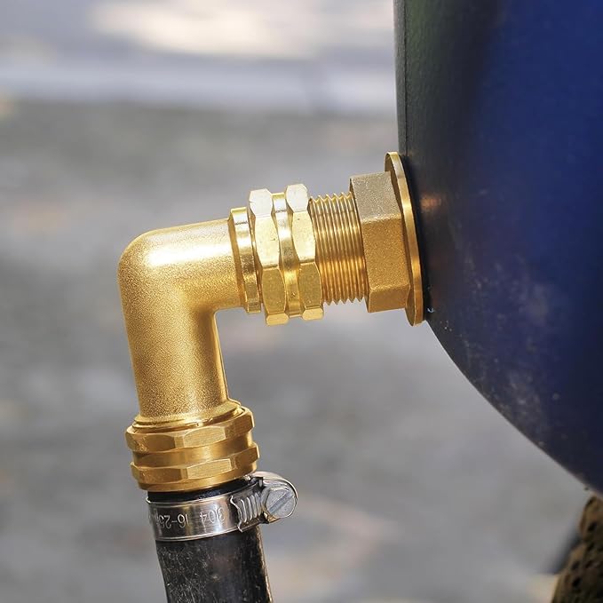 90 Degree Brass Full Flow Elbow Connector | 3/4" Solid Brass Right Angle Spigot Extend Adapter | 1-Pack Hose Elbow