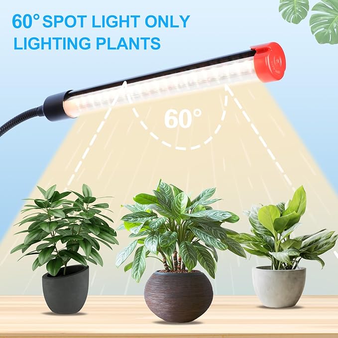 6-Head Grow Light with Stand and Timer, 54 Watt Power Home Plug LED Grow Lights for Indoor Plants for Tall Houseplants, Bonsai Tree, Seed Starting, 24"-64" Adjustable Height