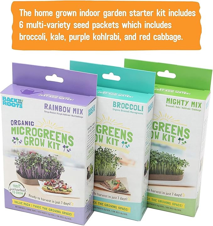 Back to the Roots DIY Microgreen Grow Kit, 6-Grow Variety Pack