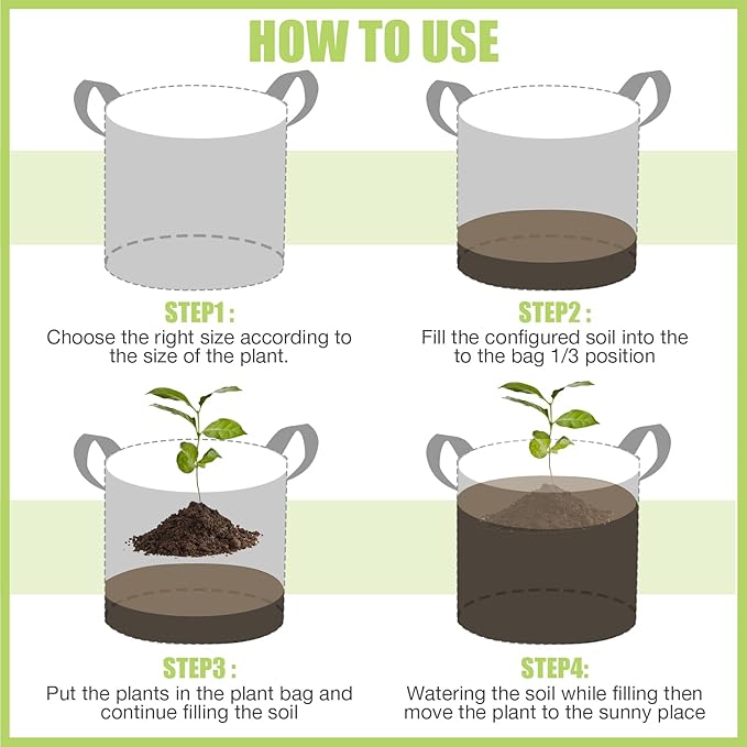 Boao 30 Pack 3 Gallon Grow Bags Aeration Fabric Pots for Plants with Handles Thickened Non Woven Grow Pots Bulk Plant Bags for Garden Vegetable Flower