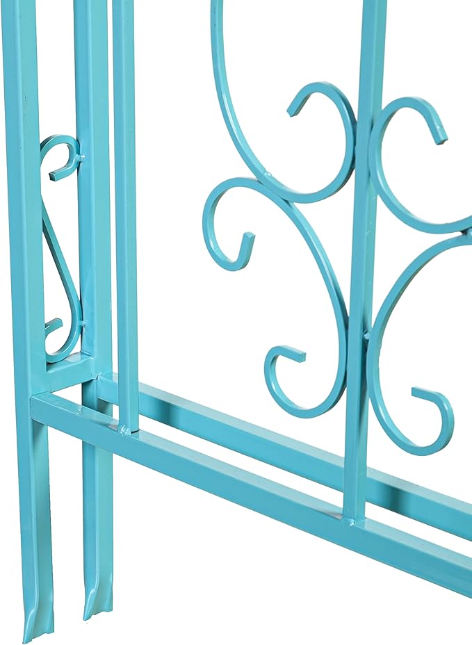 Plow & Hearth Arch Metal Outdoor Garden Arbor, 84 inches Tall, Iron Trellis Lattice for Climbing Plants, Wedding Arch, Outdoor Patio Décor (Blue)