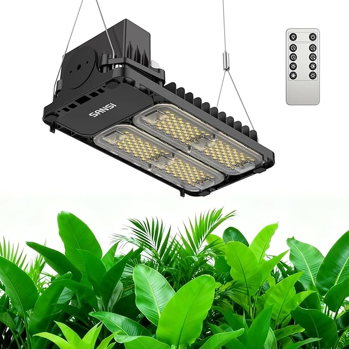 SANSI Grow Lights for Indoor Plants Full Spectrum, 100W(750W Equiv) Plant Light with Optical Lens for High PPFD, 4-Level Dimmable Panel Grow Light with 4/8/12 Hrs Auto On/Off for 2x3ft Grow Tent