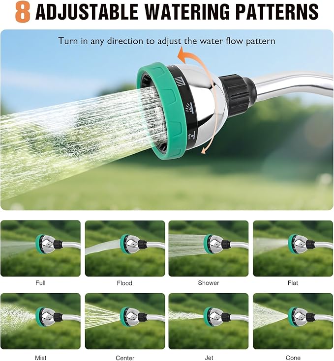 Yesker Watering Wand for Garden Hose, 19 Inch, 8 Spray Patterns, Garden Hose Nozzle with Thumb Flow Control, Ideal for Water Plant, Shrubs and Yard