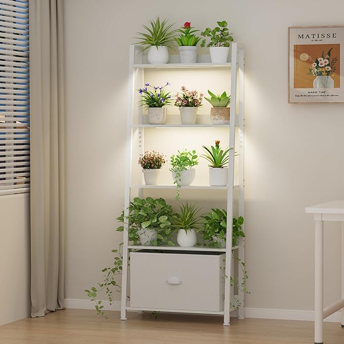 Extra Wide Plant Stand Indoor with Grow Lights, 5 Tiered Heavy Duty Large Plant Shelf, 63" Tall Metal Plant Rack for Multple Plants, Storage Shelves with Steel Frame, Corner Flower Pot Holder for Home