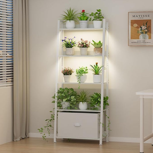 Extra Wide Plant Stand Indoor with Grow Lights, 5 Tiered Heavy Duty Large Plant Shelf, 63" Tall Metal Plant Rack for Multple Plants, Storage Shelves with Steel Frame, Corner Flower Pot Holder for Home