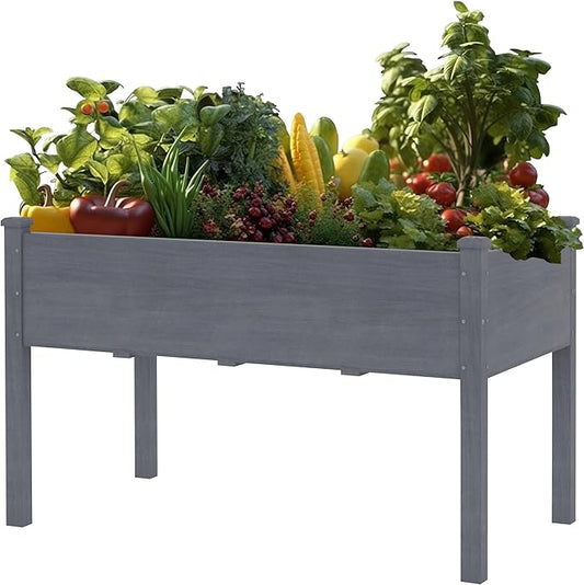 MUPATER 4x2FT Raised Garden Bed, Raised Planter Box with Four Legs, Elevated Garden Bed with Drainage Holes for Herbs, Flowers and Vegetables for Garden, Greenhouse and Farm, Gray