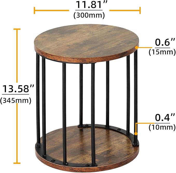 Plant Stand Indoor,small plant stool,Flower Pot Corner stand holder,Mid Century Heavy Duty Metal Tall Home Decor,Modern Round End Table,Small Rustic Display Stand for Living Room,Bedroom(Brown,14In)