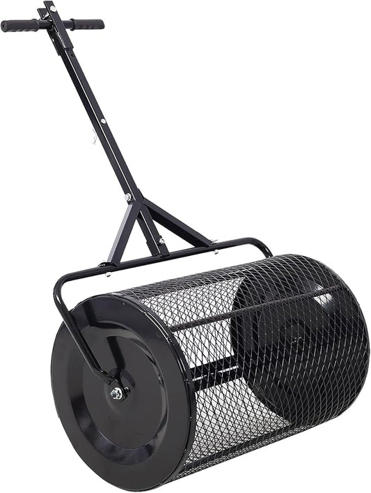 Peat Moss Spreaders for Lawns Compost Spreader Roller 36 Inch Heavy Duty Metal Mesh Dirt Topsoil Spreader for Planting Seeding Garden (36"/46"-54" L, Black)