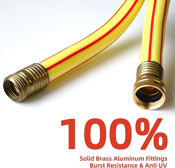 Short Lead-in Yellow Garden Hose 3/4 in. x 5 ft.-Kink Free, Leakproof, Flexible -Heavy Duty Durable Lightweight Water Pipe for Commercial Use, Lawn Care & Equipment Connection -Male to Female Fittings