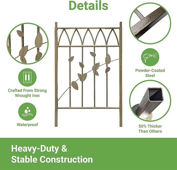 Metal Garden Arbor, 104.3” Tall Wrought Iron Archway for Climbing Plants & Flowers, British-Style Garden Trellis (Silver)