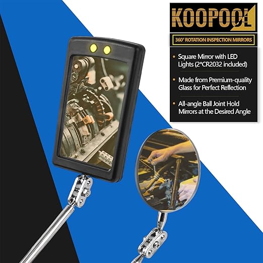 Telescoping Magnetic Pickup Tool Set, Inspection Mirror Telescoping, LED Flashlight, Cool Gadgets for Men, Stocking Stuffers, Gifts for Dad, Husband, Kids, Boyfriend, Magnet Stick