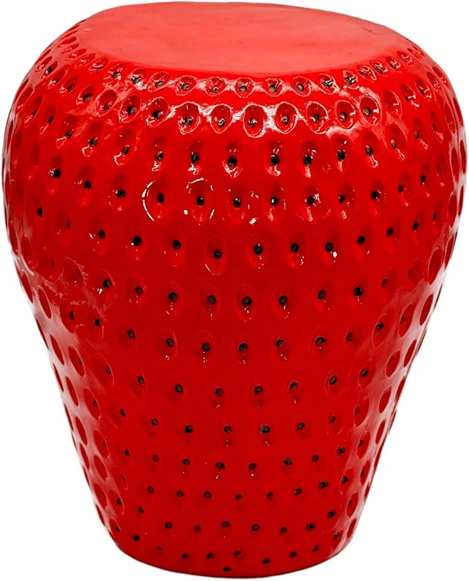 Galt International 18" Red Strawberry Stool Side Table Home Decor Plant Stand Garden Indoor Outdoor Decorations