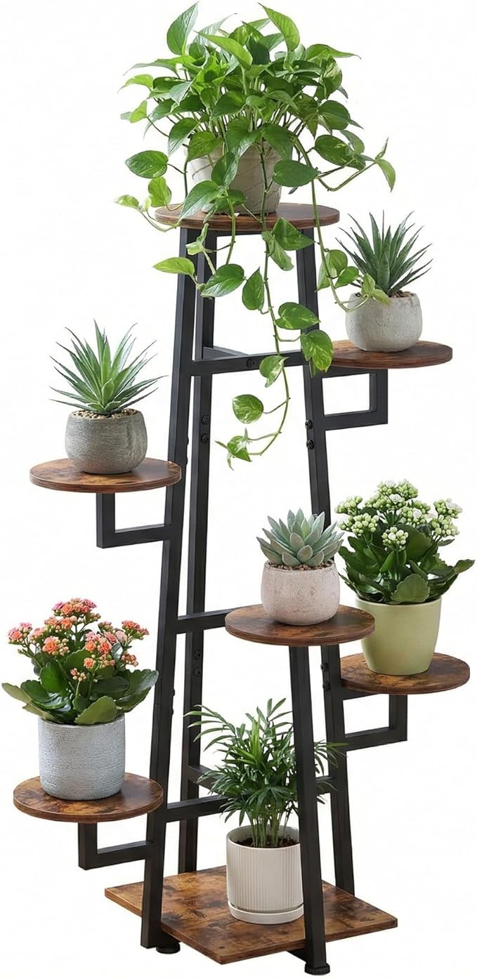 7 Tier Plant Stand Indoor, Tiered Plant Stands for Indoor Plants Multiple, Corner Flower Stand for Living Room, Multi-Layer Vintage Design Plant Shelf