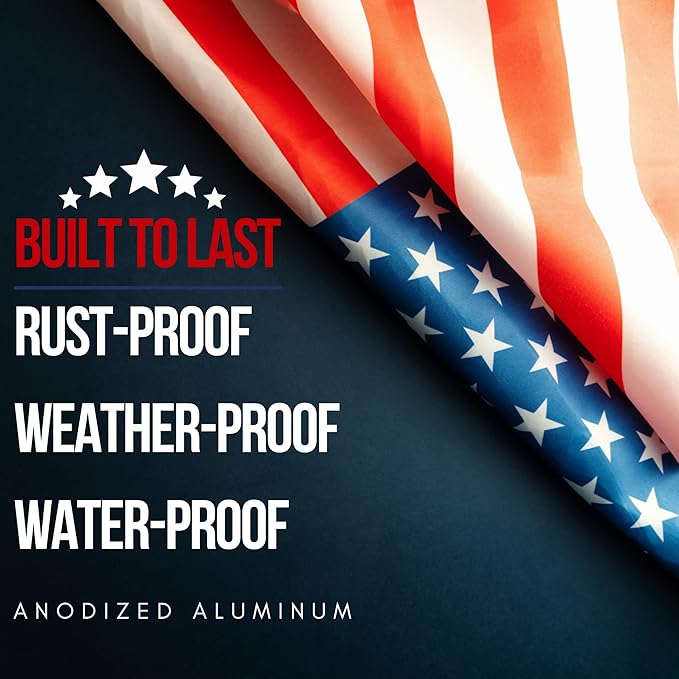 Service First 25FT Flagpole Kit Freedom Edition Black Telescoping For Outside House In Ground - Anti Tangle Swivel Ring Design - 100MPH Wind Tested