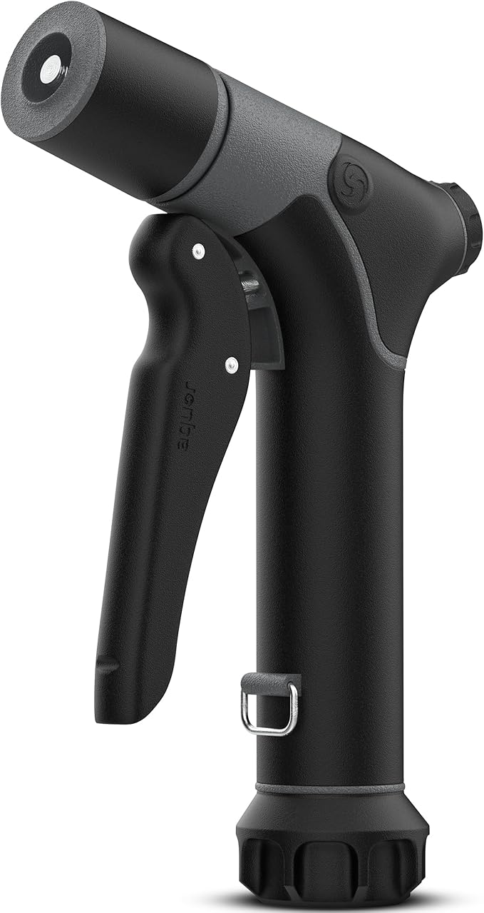 Aquor Utility Spray Nozzle – Heavy-Duty Garden Hose Nozzle with Dual Flow Control, Adjustable Jet to Cone Spray, Water Hose Sprayer for Lawn, Car Wash, Dog Wash, Cleaning, and Gardening – Jet Black