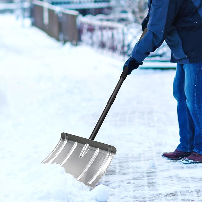 Snow Shovels for Driveway, 68 Inch Long Heavy Duty Aluminum Snow Removal Shovel Pusher for Snow Removal Portable Shovel Detachable for Car Trunk Emergency Camping Home Garage Garden