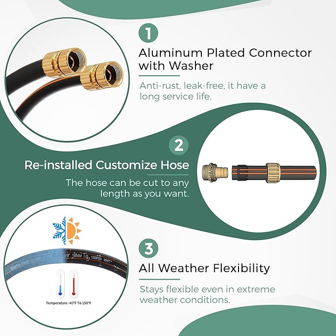 Giraffe Tools Leader Hose 5/8" x 4ft, Custom Length, No Kink, Flexible, Leakproof Water Hose, Double Female Fittings, 600 Burst PSI, 4ft, Black Orange