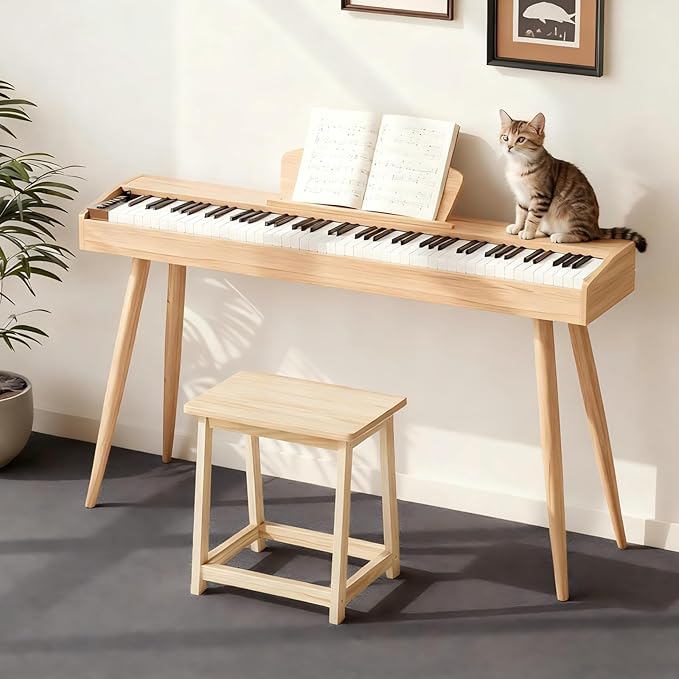Wood End Table Side Table Tall Seat Stool Dining Stool Wooden Plant Stand Indoor Bedside Table Nightstand Plant Table Bathroom Flower Pot Stand for Living Room Bedroom Kitchen (Natural)
