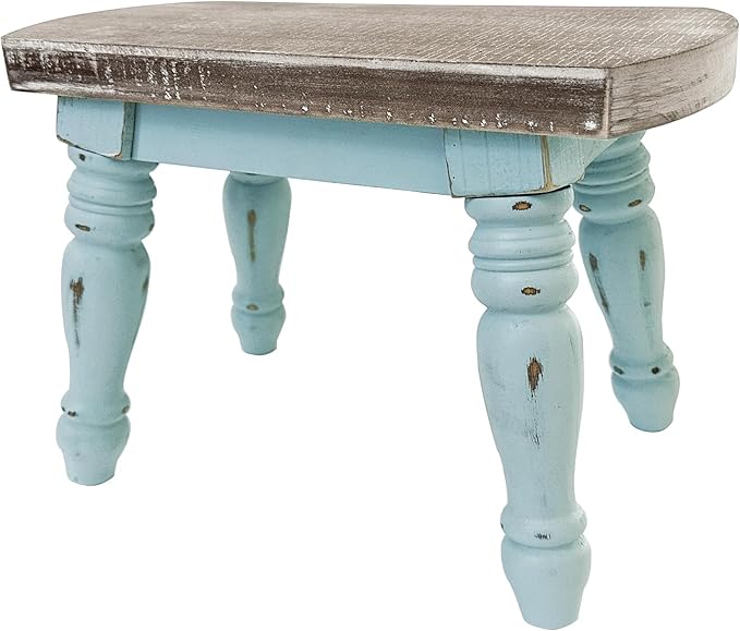 Farmhouse Wooden Step Stool - Rustic Solid Wood Design, 300lb Capacity, Sturdy Step Ladder for Kids, Kitchen, Bathroom, Vintage Home Decor