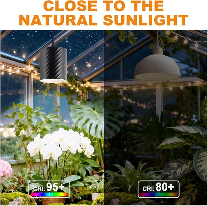 Hanging Indoor Plant Growth lamp, 20W Full Spectrum, Adjustable Angle Plant lamp, Suitable for Indoor Foliage Plant Auxiliary Lighting, Meat Quality, Flowers, 2700k-6500K (Black)