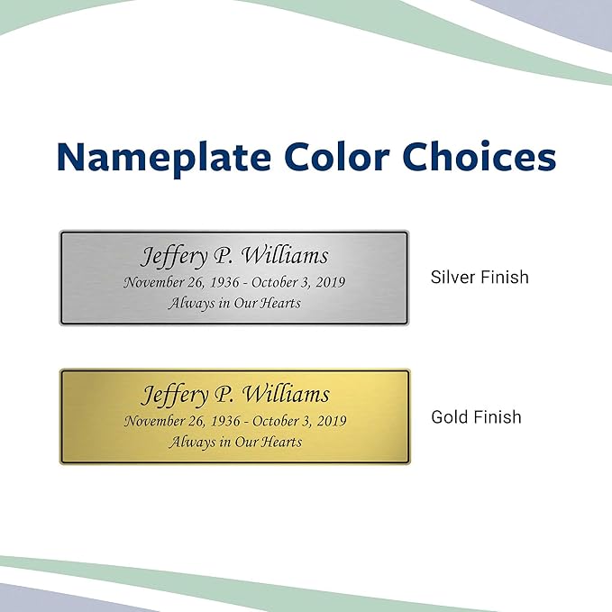 Personalized Cremation Urn Pedestal with Silver Name Plate - Includes Custom Engraving - Polished Walnut Wood Finish