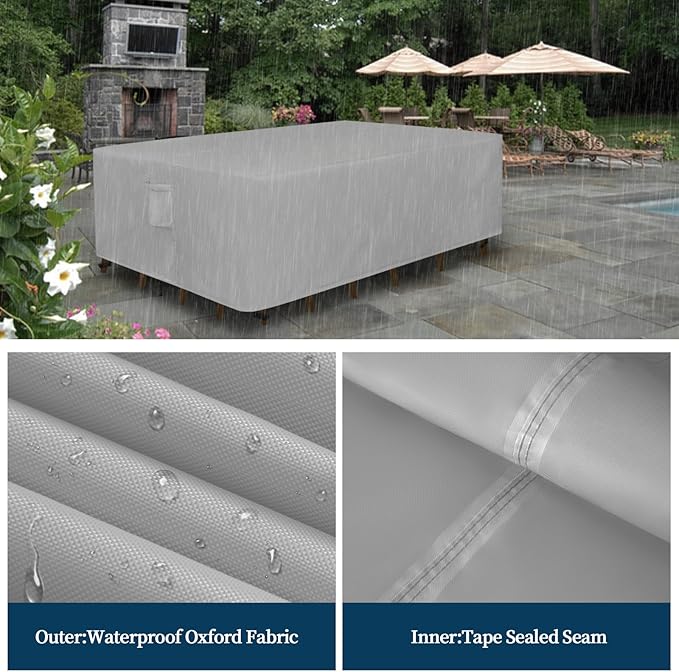 Easy-Going Square Patio Furniture Cover Waterproof Outdoor Dining Table and Chair Cover Anti-UV Outside Sectional Sofa Set Covers (76"L x 76"W x 28"H, Grey)