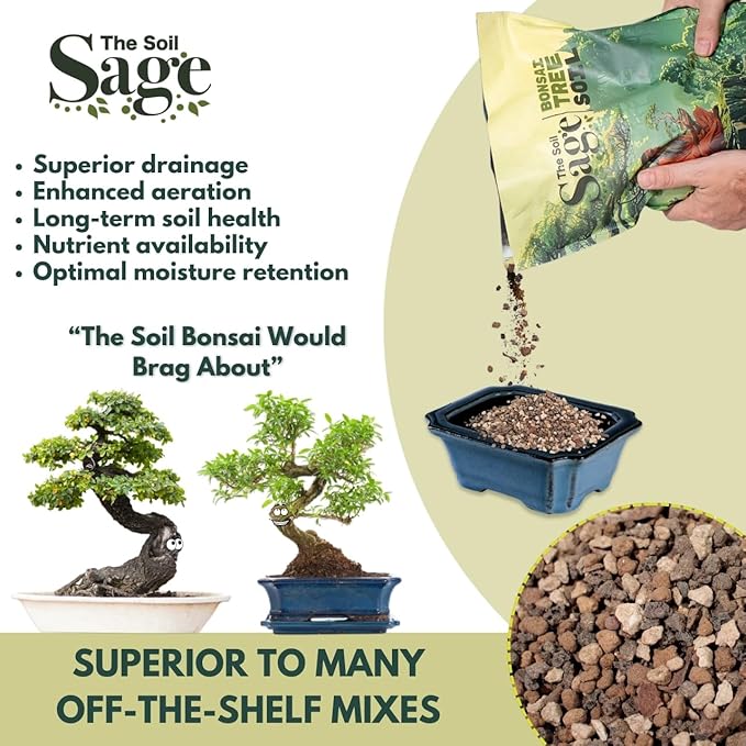 5qts/5l Premium Bonsai Mix - U.S.A. Made Ready to Use - Akadama, Pumice, Lava Rock, Fine Pine Bark - Large Bag for All Bonsai Tree - High Drainage Potting, Repotting (Bonsai Soil 2.5 QT)
