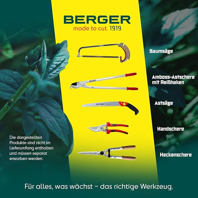 BERGER Grass Shear 2200 with self-Sharpening Blades Hand Grass Shear Made of Chrome-Plated Metal