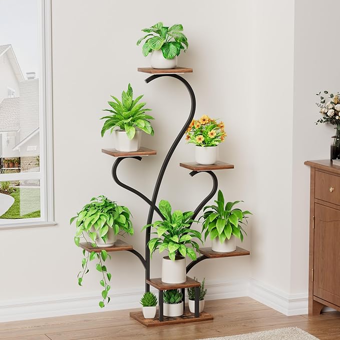 Plant Stand Indoor with Grow Lights - 7 Tiered Large Plant Shelf Indoor, 53" Corner Plant Stands for Indoor Plants, Matel Flower Holder Rack Display for Living Room Patio Garden Balcony Home Decor