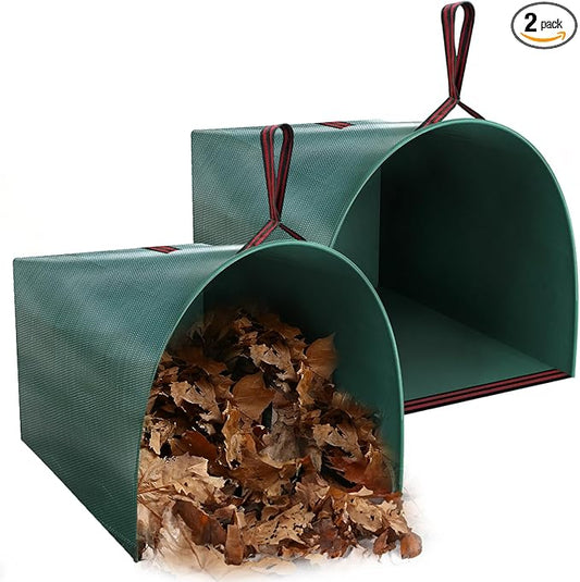 Joyhalo Reusable Yard Waste Bags, 2 Pack 40 Gallon Dustpan-Type Garden Bag for Collecting Leaves Garss Clippings, Heavy Duty lawn and leaf bags, Garden Waste Container for Clean Up Outdoor Debris