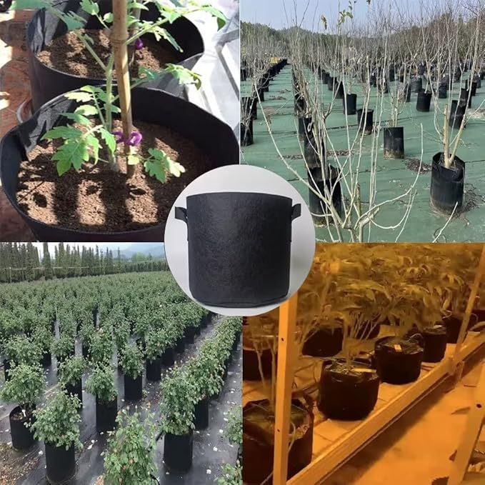 WEIFENG 5-Pack Grow Bags 5 Gallon, Heavy Duty Fabric Pots for Potatoes, Tomatoes, Vegetables - Aeration Prevents Root Rot